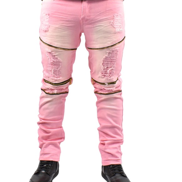 Argonaut Other - Urban Grunge Skinny Jeans Streetwear Mens Pink
